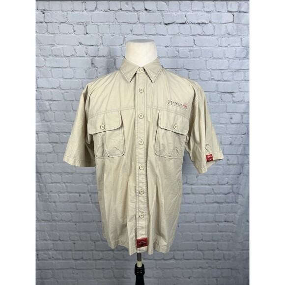 PNB Nation Men’s Medium Short Sleeve Button Front Shirt Cotton Blend, Pockets - Picture 2 of 8